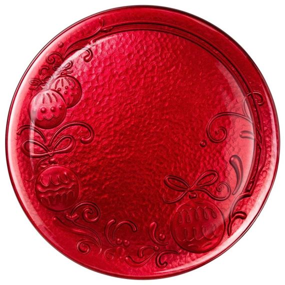 Блюдо 31 см красный, стекло, серия FANSY CHRISTMAS, Bormioli Rocco