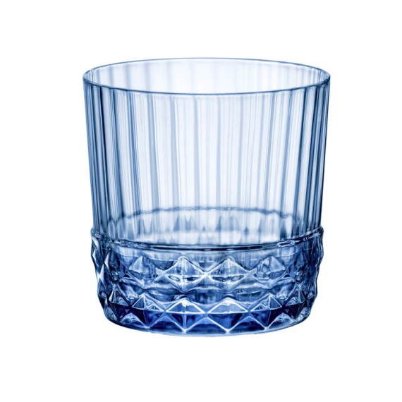 Набор из 6-ти низких стаканов 300 мл, голубой, хрустальное стекло, серия AMERICA' 20s, Bormioli Rocco