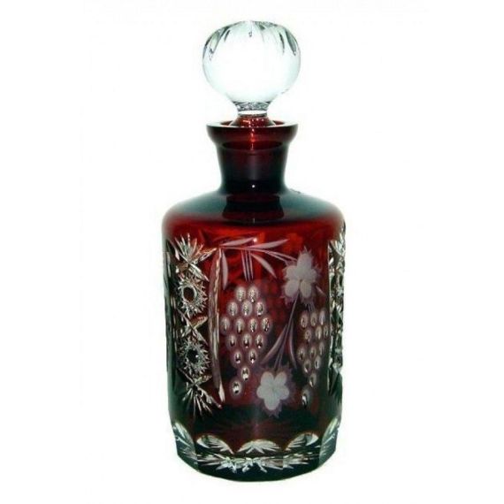 Декантер с пробкой для виски темно-бордовый 700 мл, серия GRAPE, AJKA CRYSTAL