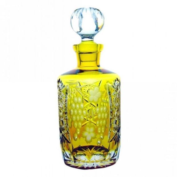 Декантер с пробкой для виски янтарный 700 мл, серия GRAPE, AJKA CRYSTAL