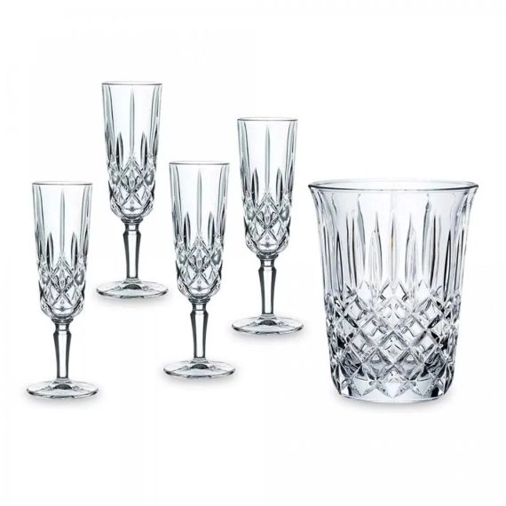 Набор для шампанского Noblesse, 5 предметов: ведро для льда 2,69 л, h22,5 см и 4 фужера, 155 мл, Nachtmann