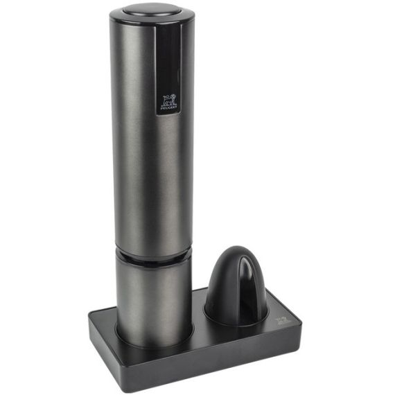 Набор из 2-х предметов: штопор электрический 27 см, нержавеющая сталь, темно-серый + обрезатель фольги, в подарочной упаковке, ELIS TOUCH PEUGEOT, Франция