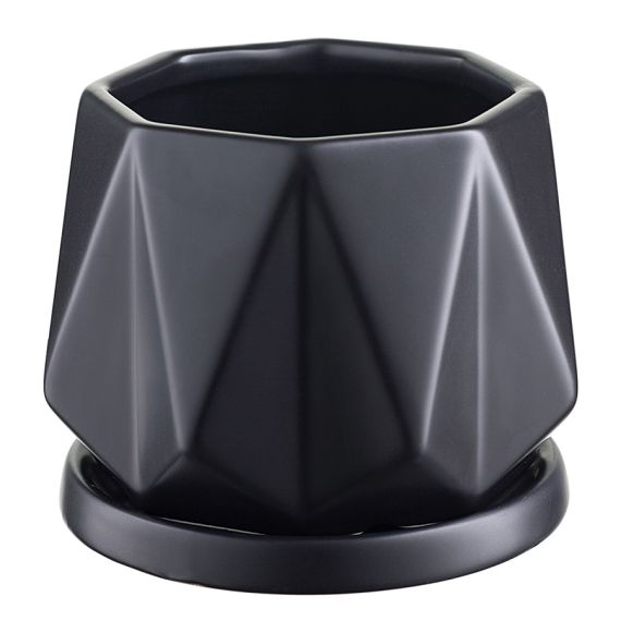 Горшок цветочный Rhombus, 12,5 см, матовый черный, Liberty Jones