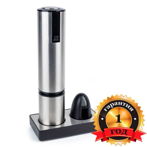 Набор из 2-х предметов: штопор электрический 27 см, нержавеющая сталь, серебристый + обрезатель фольги, в подарочной упаковке, ELIS TOUCH PEUGEOT, Франция