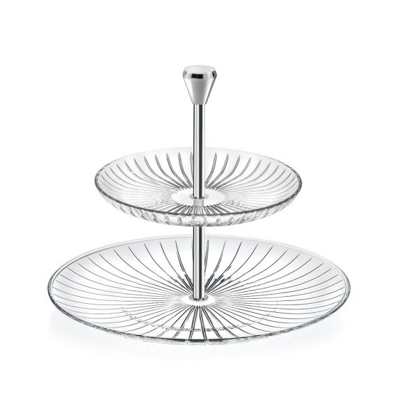 Этажерка 2-х ярусная RCR Alzatine,  H218 мм, D260/180 мм, хрустальное стекло, Италия