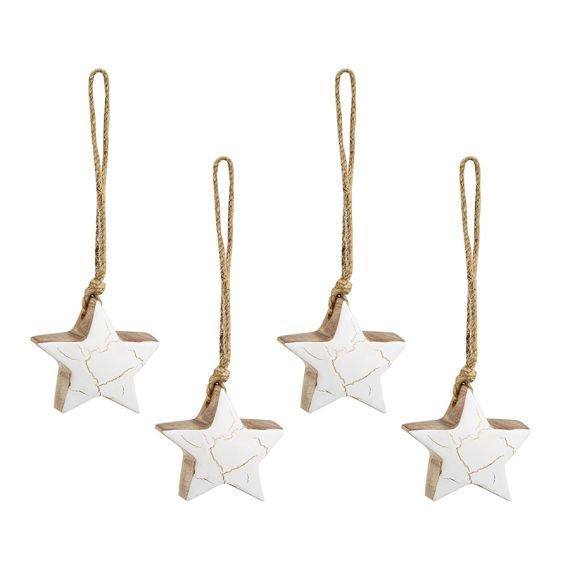 Набор елочных украшений Marble stars из коллекции New Year Essential, 4 шт., Tkano