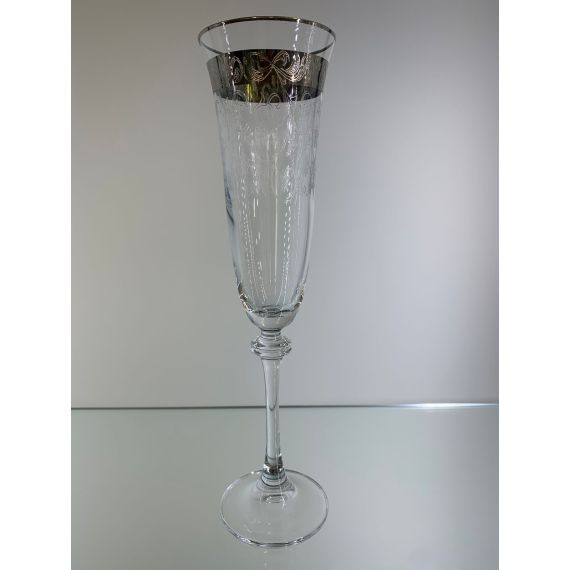 Набор из 6-ти бокалов для шампанского ASIO, декор Панто, платиновая лента, 190 мл, Crystal Bohemia