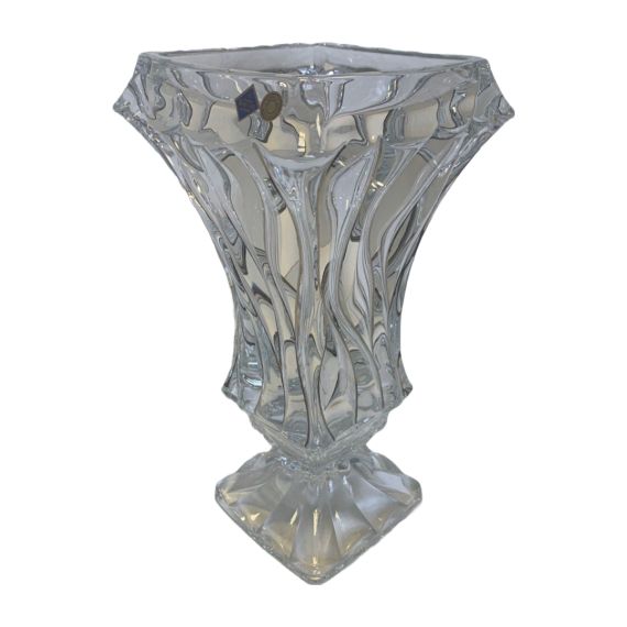 Ваза на ножке BAMBOO, 30 см; декор Платиновые линии; стекло, Bohemia JIHLAVA