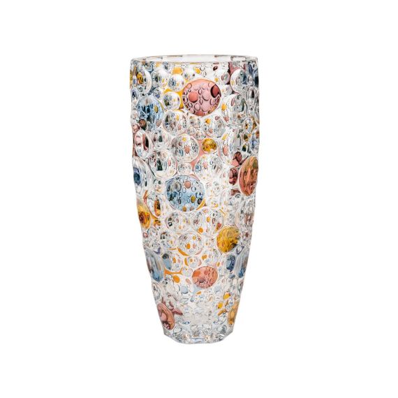 Ваза LISBOA, 35 см; декор Цветные круги; стекло, Bohemia JIHLAVA