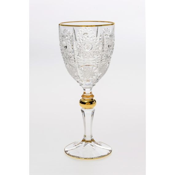 Набор из 6-ти бокалов для вина 500PK, декор Отводка золото, золотой шар, 260 мл; хрусталь, Bohemia JIHLAVA