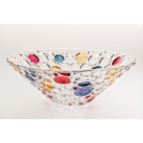 Салатник LISBOA, 30 см; декор Цветные круги; хрусталь, Bohemia JIHLAVA