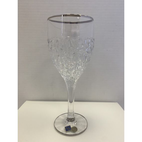 Набор из 6-ти бокалов для вина NICOLETTE, декор Отводка платина; 320 мл; хрусталь, Bohemia JIHLAVA