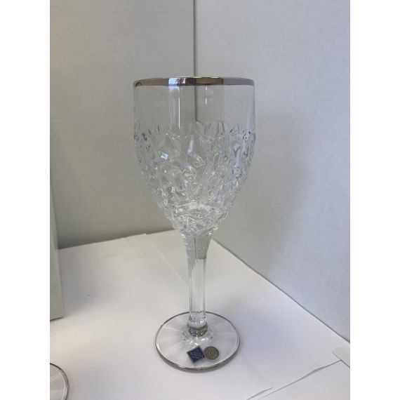 Набор из 6-ти бокалов для вина NICOLETTE, декор Отводка платина; 270 мл; хрусталь, Bohemia JIHLAVA