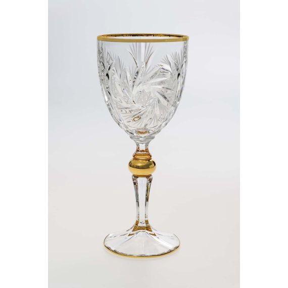 Набор из 6-ти бокалов для вина PINWHEEL, декор Отводка золото, золотой шар; 260 мл; хрусталь, Bohemia JIHLAVA