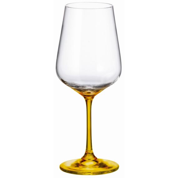 Набор из 4-х бокалов для красного вина STRIX; желтая ножка, 450 мл, Crystal Bohemia