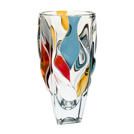 Ваза BAMBOO, 30 см; декор цветными красками; стекло, Bohemia JIHLAVA