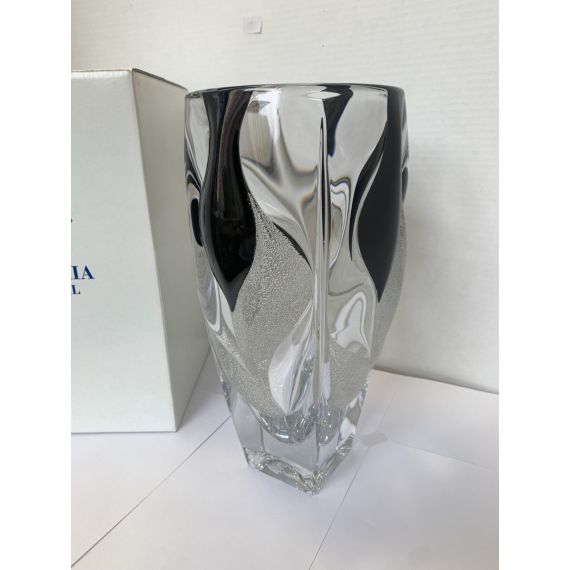 Ваза BAMBOO, 30 см; декор черными красками; стекло, Bohemia JIHLAVA