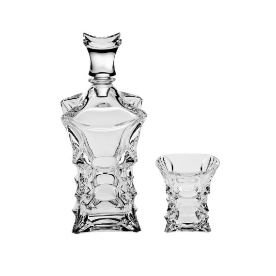 Набор для виски X-LADY, 1 штоф 700 мл и 6 стаканов 240 мл, Crystal Bohemia