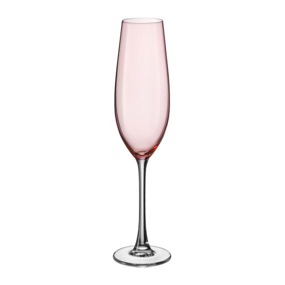 Набор из 2-х бокалов для шампанского COLUMBA, 260 мл, розовая чаша, Crystal Bohemia