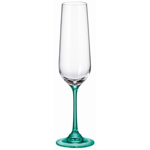 Набор из 4-х бокалов для шампанского STRIX; голубая ножка, 200 мл, Crystal Bohemia