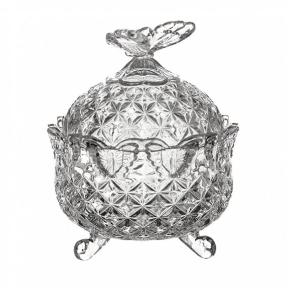 Доза Бабочка, 13,5 см, круглая, Crystal Bohemia