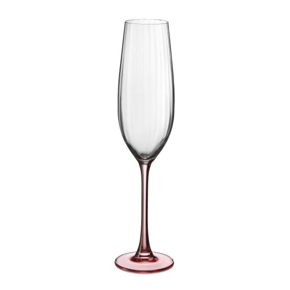 Набор из 2-х бокалов для шампанского COLUMBA OPTIC, 260 мл; розовая ножка, Crystal Bohemia