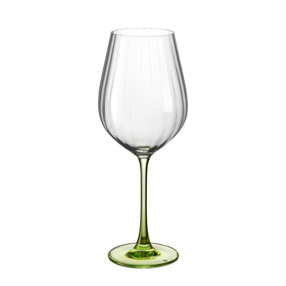 Набор из 2-х бокалов для красного вина COLUMBA OPTIC, 650 мл; зеленая ножка, Crystal Bohemia