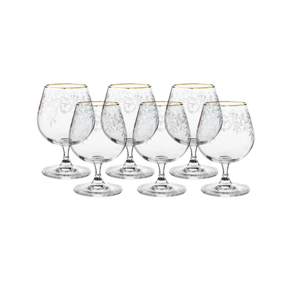 Набор из 6-ти бокалов для бренди SYLVIA, декор Панто, затирка золото, отводка золото, 400 мл, Crystal Bohemia