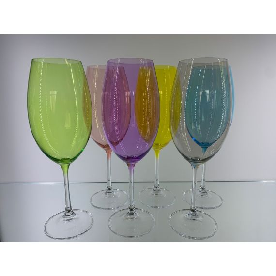 Набор из 6-ти бокалов для красного вина MILVUS,Color mix цветная чаша, 510 мл, Crystal Bohemia