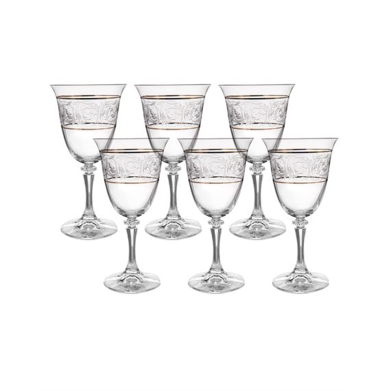 Набор из 6-ти бокалов для красного вина Branta; декор Панто, 2 отводки платина, 290 мл, Crystal Bohemia