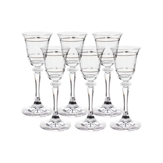 Набор из 6-ти рюмок для водки, ликера Branta; декор Панто, 2 отводки платина, 50 мл, Crystal Bohemia