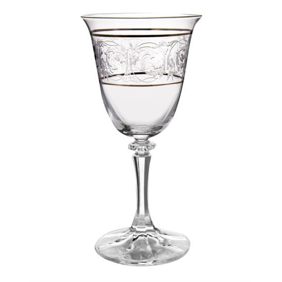 Набор из 6-ти бокалов для белого вина Branta; декор Панто, 2 отводки платина, 250 мл, Crystal Bohemia