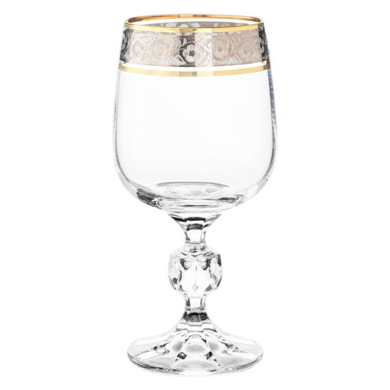 Набор из 6-ти бокалов для красного вина Sterna; декор Панто платина, отводка золото, 230 мл, Crystal Bohemia