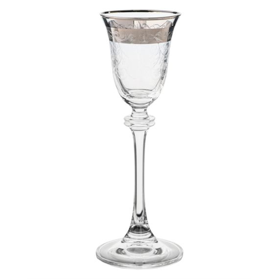 Набор из 6-ти рюмок для водки, ликера Asio; декор Панто, платиновая полоса, отводка платина, 60 мл, Crystal Bohemia