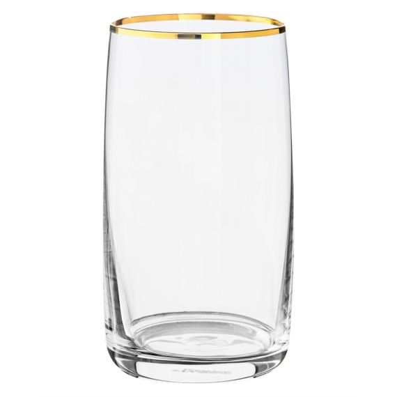 Набор из 6-ти стаканов для воды Pavo; декор Отводка золото, 250 мл, Crystal Bohemia