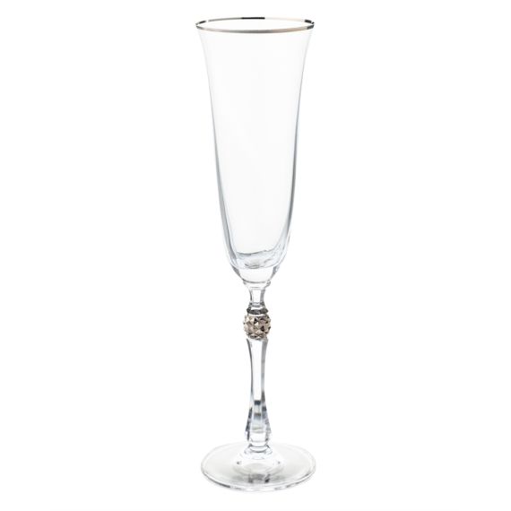 Набор из 6-ти бокалов для шампанского Parus; декор Отводка платина, платиновый шар, 190 мл, Crystal Bohemia