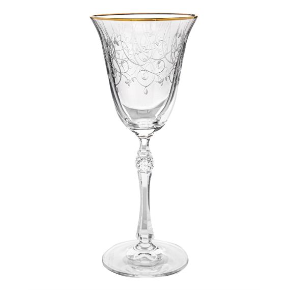 Набор из 6-ти бокалов для белого вина Parus; декор Панто, отводка золото, 185 мл, Crystal Bohemia