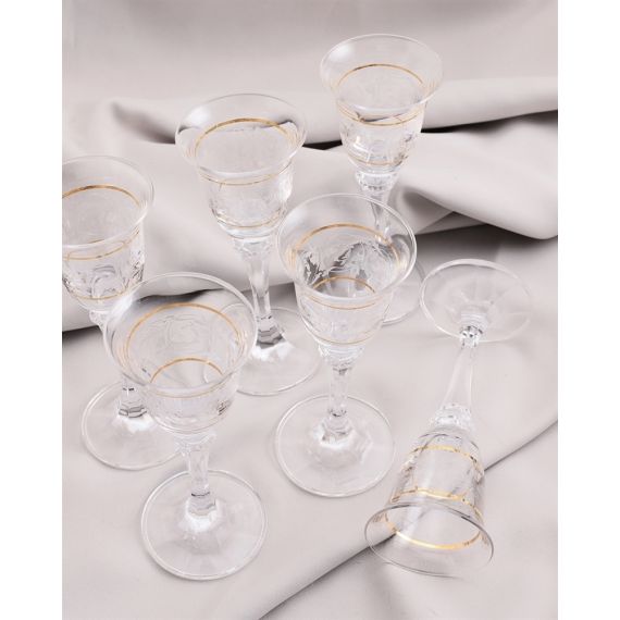 Набор из 6-ти рюмок для водки, ликера Branta; декор Панто, 2 отводки золото, 50 мл, Crystal Bohemia