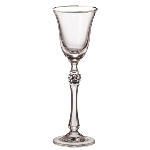 Набор из 6-ти стопок для водки, ликера Parus; декор Отводка платина, платиновый шар, 70 мл, Crystal Bohemia