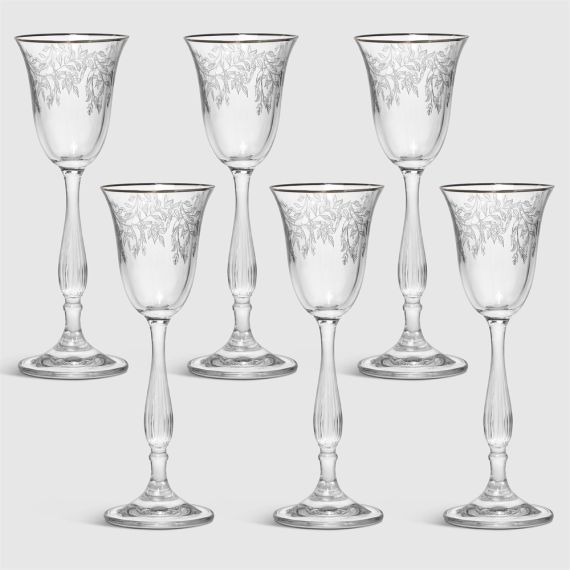 Набор из 6-ти рюмок для водки, ликера Fregata; декор Панто, затирка платина, отводка платина, 60 мл, Crystal Bohemia