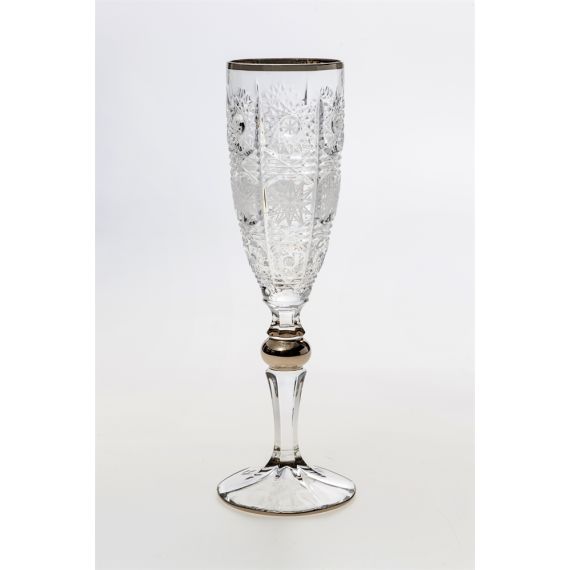 Набор из 6-ти бокалов для шампанского 500PK, декор Отводка платина, платиновый шар, шлифовка; 180 мл; хрусталь, Bohemia JIHLAVA