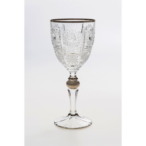 Набор из 6-ти бокалов для вина 500PK, декор Отводка платина, платиновый шар, шлифовка; 260 мл; хрусталь, Bohemia JIHLAVA