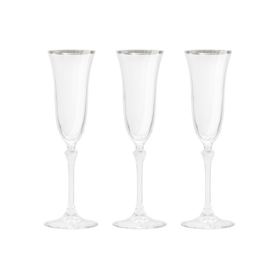 Набор из 6-ти бокалов для шампанского, 150 мл, с серебристым кантом, Gemma Platinum, Le Stelle