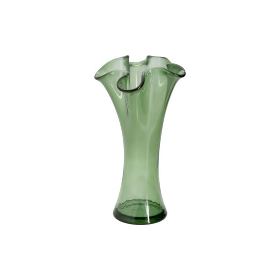 Ваза для цветов, 30 см Artesania, темно-зеленая, волнистый край, San Miguel