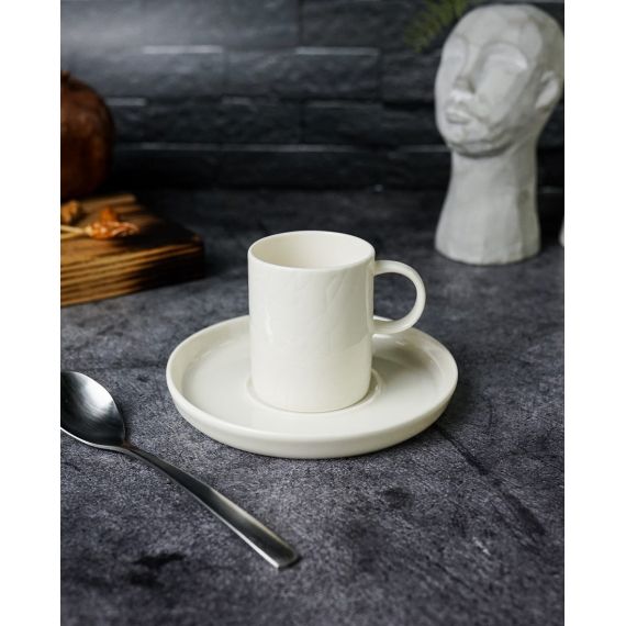 Чашка для кофе и блюдце, 80 мл, цвет белый, ILLUSION, Porland