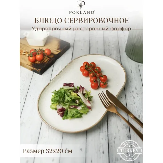 Блюдо овальное 32х20 см, Seasons Бежевый, Porland