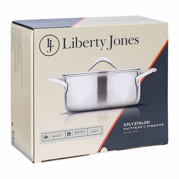 Кастрюля с крышкой 3Ply Etalon, ?24 см, 4 л, Liberty Jones, изображение 14