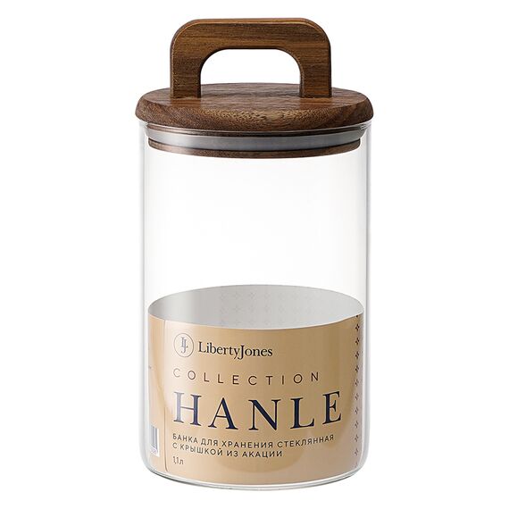Банка для хранения стеклянная с крышкой из акации Hanle, 1,1 л, Liberty Jones, изображение 3