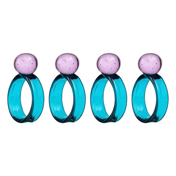 Набор из 4 колец для салфеток Orb, ?4 см, бирюзовые/розовые, Liberty Jones