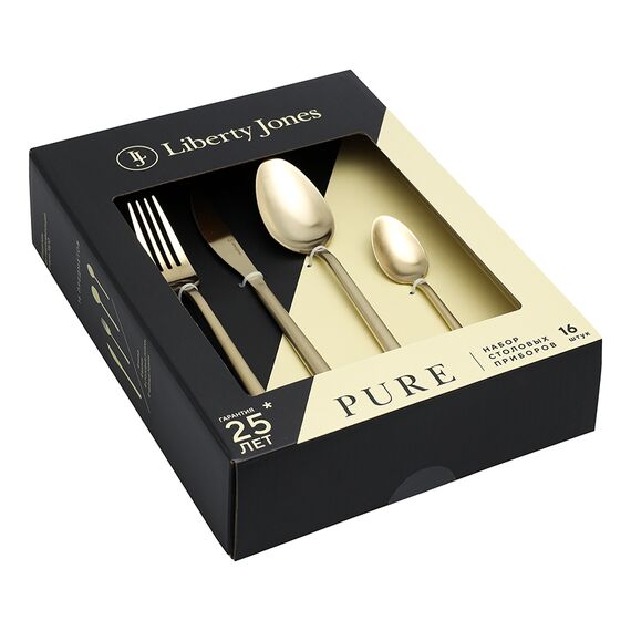 Набор столовых приборов Pure, золотистые матовые, 16 пред., Liberty Jones, изображение 13